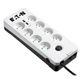Prepäťová ochrana Eaton Protection Box 8 x zásuvka, 2x USB biela

