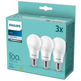 LED žiarovka Philips klasik, 13W, E27, studená biela (3ks) 

