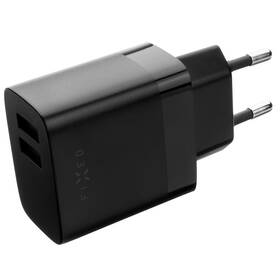 Nabíjačka do siete FIXED 17W Smart Rapid Charge, 2x USB + USB-C kábel 1m čierna

