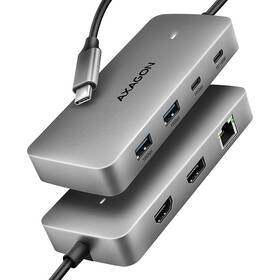 Dokovacia stanica Axagon DUAL 4K DISPLAY 7in1 hliník

