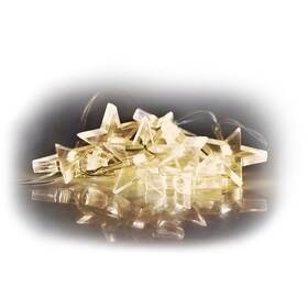 Vianočné osvetlenie Solight reťaz - hviezdy, 1,5m, 10 LED, 2 x AA, teplá biela 


