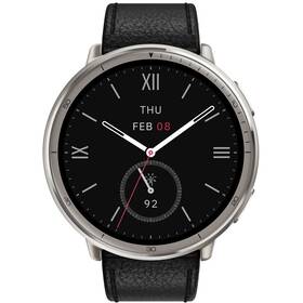 Inteligentné hodinky Amazfit Active 2 Premium NFC (Round) s koženým remienkom čierne


