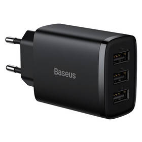 Nabíjačka do siete Baseus 3x USB-A 17 W čierna

