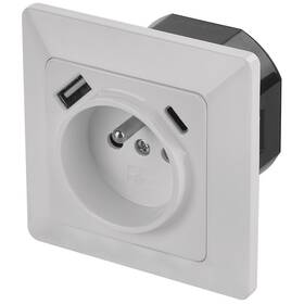 Zásuvka EMOS jednonásobná s USB-A a USB-C biela

