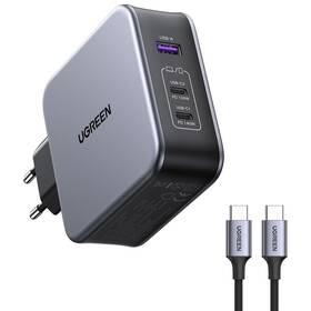 Nabíjačka do siete UGREEN USB, 2x USB-C PD, 140 W, GaN + USB-C kábel 2m sivá

