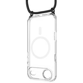 Kryt na mobil FIXED MagPure Neck s čiernou šnúrkou na krk na Apple iPhone Air priehľadný

