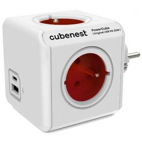 Rozbočovacia zásuvka Cubenest Powercube Original USB PD 20W, USB, USB-C, 4x zásuvka biela/červená

