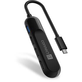 USB Hub Connect IT USB-C/USB 3.2, 3x USB 2.0 čierny

