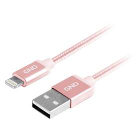 Kábel GND USB / lightning MFI, 2m, opletený ružový

