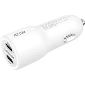 Adaptér do auta Cubenest E2C0 - 45W PD, 2x USB-C biely


