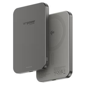 Powerbank PanzerGlass empower Qi2 5000 mAh, MagSafe sivý

