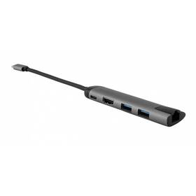 USB Hub Verbatim USB-C/2xUSB 3.0, HDMI, RJ45 sivý

