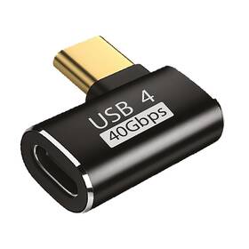 Redukcia WG uhlový konektor 90 stupňov Type-C (male) to USB-C (female) čierna


