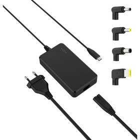 Sieťový adaptér FIXED GaN USB-C, PD 3.0, 65 W + 4x adaptér čierny

