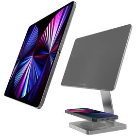 Stojanček Cubenest S120 magnetický pre Apple iPad Pro 12,9" s bezdrôtovou nabíjačkou sivý

