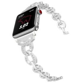 Remienok WG crystal, kovový, na Apple Watch 38/40/41 mm strieborný

