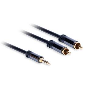 Kábel AQ 3,5 mm Jack/2xRCA, M/M, 0,75 m čierny

