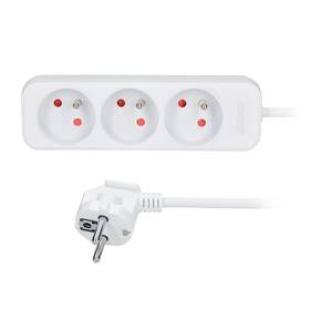 Kábel predlžovací Solight 3 zásuvky, 3 x 1.5mm2, 5 m biely

