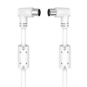 Koaxiálny kábel Hama 90 dB, kolmé konektory, 3m biely

