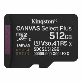 Pamäťová karta Kingston Canvas Select Plus MicroSDXC 512GB UHS-I U3 (R150/W30) čierna

