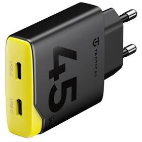 Nabíjačka do siete Tactical Minimi GaN 45W, 2×USB-C čierna/žltá

