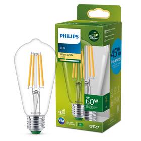 LED žiarovka Philips 60W, filament, ST64, E27, teplá bílá 

