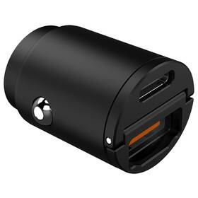 Adaptér do auta Celly Mini USB-C/USB-A, 30 W čierny

