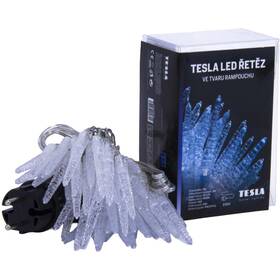 Vianočné osvetlenie TESLA lighting vianočná reťaz cencúľ, 50 LED, 5m + 3m kábel, 230V, časovač, IP44 

