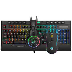 Klávesnica s myšou Marvo CM305, US + headset čierna

