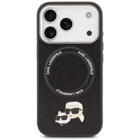 Kryt na mobil Karl Lagerfeld PU Karl and Choupette Heads Pins MagSafe na Apple iPhone 17 Pro čierny

