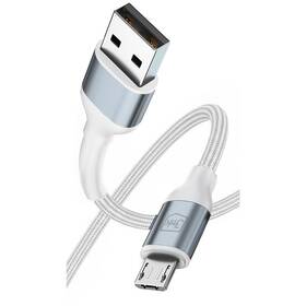 Kábel 3mk Hyper N-SERIES USB/Micro USB, 12W, 1m biely

