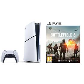 Set výrobkov Sony Herní konzole Sony PlayStation 5 (typ modelu - slim) + Hra EA PlayStation 5 Battlefield 6 biela