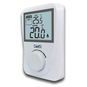 Termostat Geti GRT01, drôtový biely

