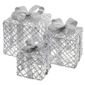 LED dekorácie EMOS 72 LED darčeky, 3 veľkosti, vnútorné, studená biela, časovač 
