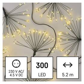 Vianočné osvetlenie EMOS 300 LED reťaz - svietiace trsy, nano, 5,2 m, vnútorná, teplá biela, časovač 

