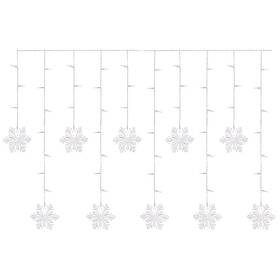 Vianočné osvetlenie EMOS 60 LED záves – vločky, 135 × 50 cm, vnútorné, studená biela 

