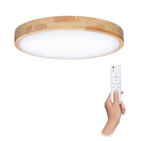 LED stropné svietidlo Solight Solid Oak, 48W, s diaľkovým ovládačom, 3360lm, 39cm, stmievanie, studená/neutrálna/teplá biela hnedé

