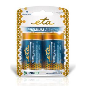  Batéria alkalická ETA PREMIUM ALKALINE D, LR20, blister 2ks