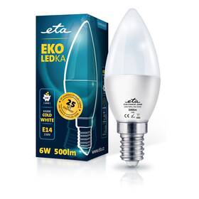 LED žiarovka ETA EKO LEDka sviečka 6W, E14, studená biela 

