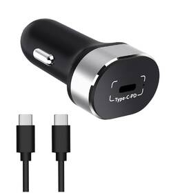 Adaptér do auta WG 1xUSB-C PD 18W + USB-C kabel čierny

