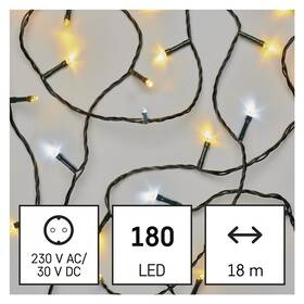 Vianočné osvetlenie EMOS 180 LED reťaz blikajúca, 18 m, vonkajšia aj vnútorná, teplá/studená biela, časovač 

