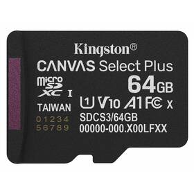Pamäťová karta Kingston Canvas Select Plus MicroSDXC 64GB UHS-I U1 (R100/W30) čierna

