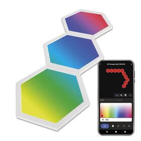 Nástenné svietidlo EMOS GoSmart, 1,8 W, RGB hexagons (3 ks) biele

