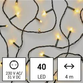 LED reťaz EMOS 40LED reťaz, 4 m, vonkajšia aj vnútorná, teplá biela, programy, časovač 

