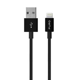 Kábel Puro Plain Lightning/USB-A 12 W, 1 m čierny

