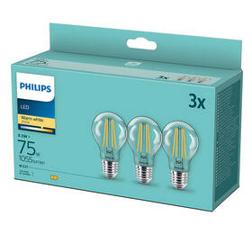  LED žiarovka Philips klasik, 8,5 W, E27, teplá biela, 3ks
