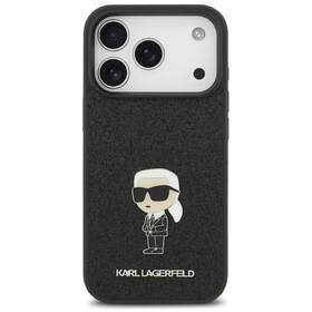 Kryt na mobil Karl Lagerfeld Fixed Glitter Metal Ikonik na Apple iPhone 17 Pro čierny

