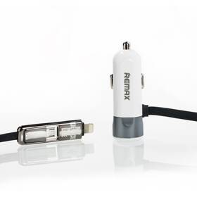 Adaptér do auta Remax s micro USB, lightning, 3,4A sivý

