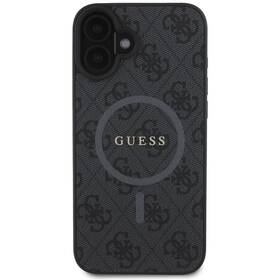 Kryt na mobil Guess PU Leather 4G Colored Ring MagSafe na Apple iPhone 16 čierny

