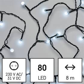 LED reťaz EMOS 80LED reťaz, 8 m, vonkajšia aj vnútorná, teplá biela, programy, časovač 

